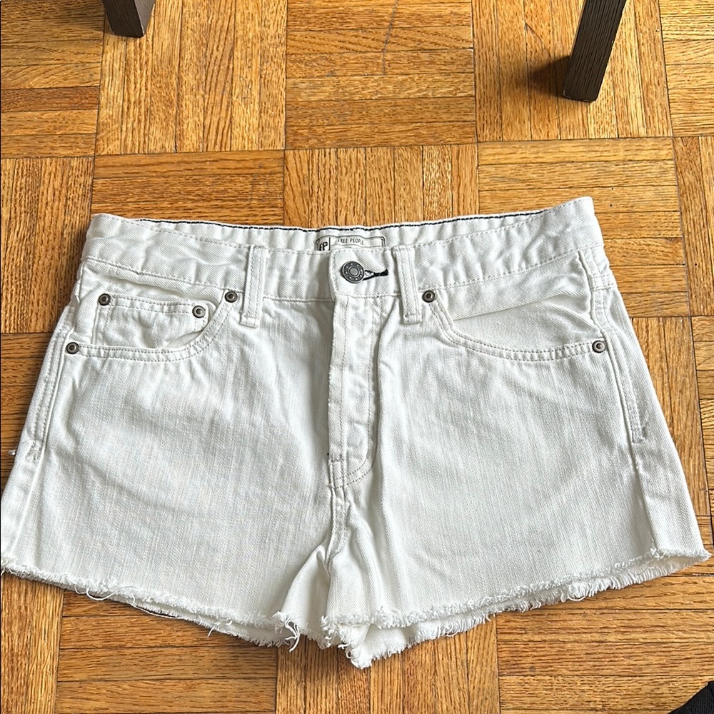 Free People White Jean Shorts Classic Summer Style
